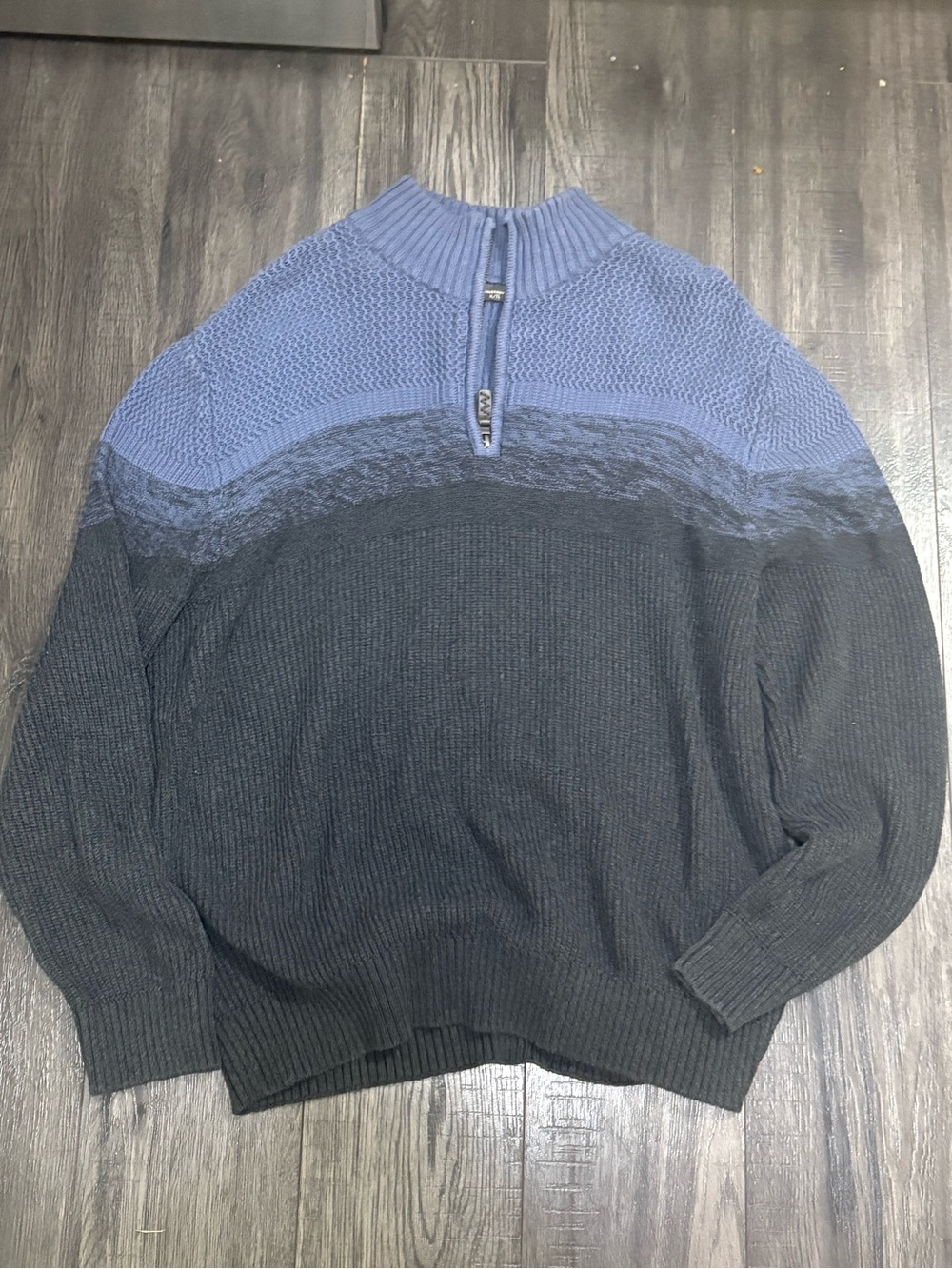 Denver Hayes Men's Two-Tone Half-Zip Knit Sweater - Blue and Charcoal